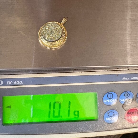 Gold Plated Yellow Druzy Circle Pendant Fashion Pendant Size 1.25" Length - Picture 9 of 9